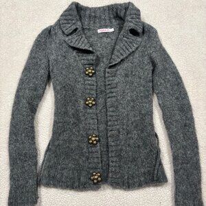 Anna Gray Knit Cardigan with flower buttons